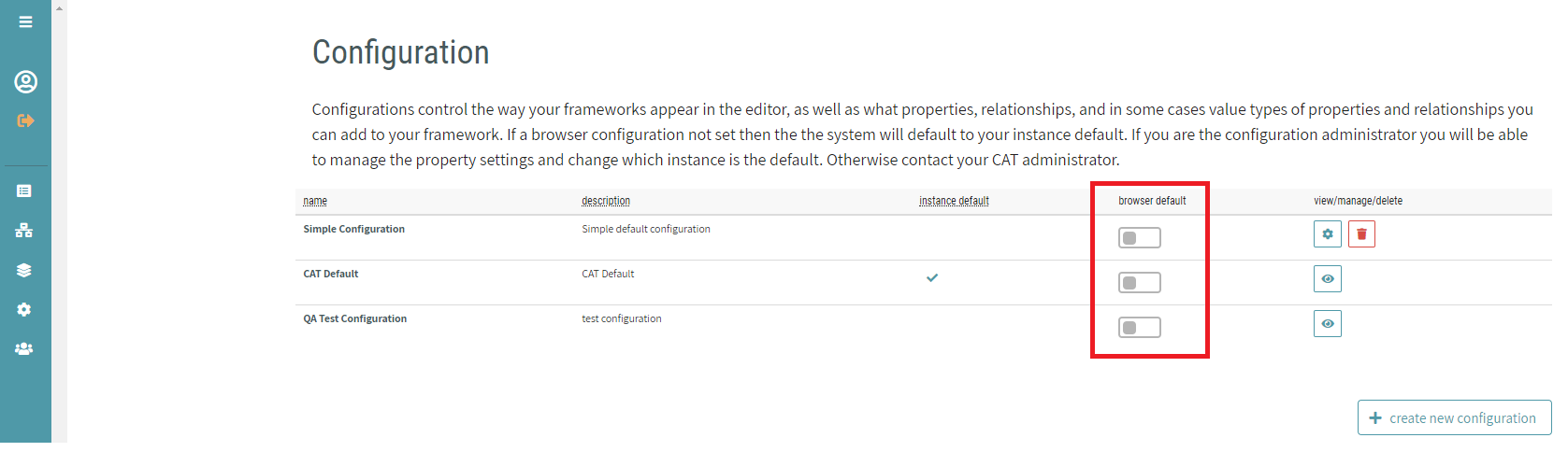 Configuration Action Browser Default