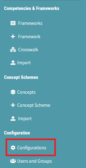 Configurations Navigation Menu