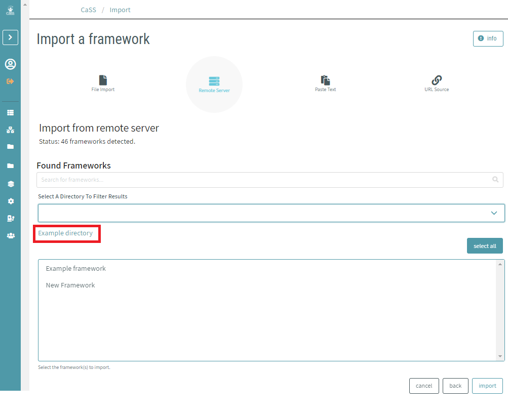 CAT Competency Framework Management - Importing Open Directory